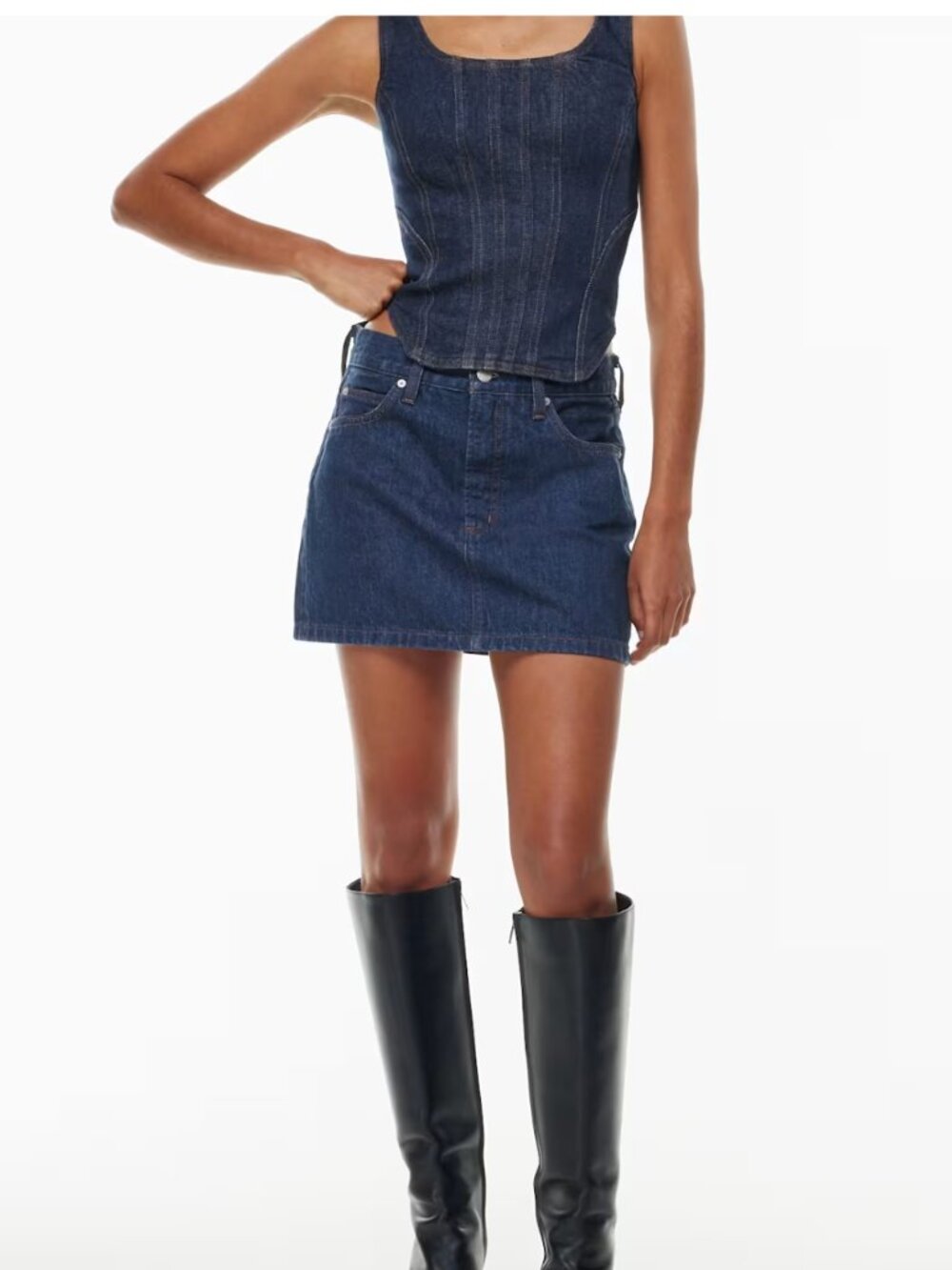 Denim Forum The '90s Ricci Jean Skirt Size 24 Dark Blue